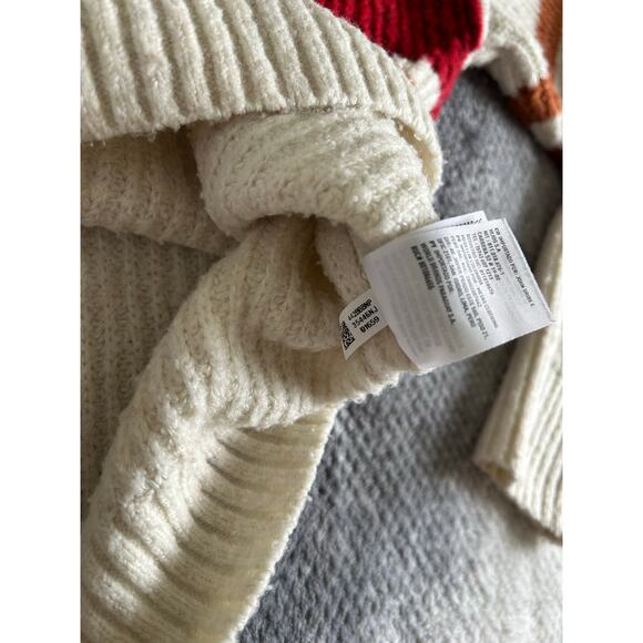 American Eagle Red Striped Ribbed Y2K Cozy Cropped Snowdrift Sweater Size Medium - Picture 8 of 12